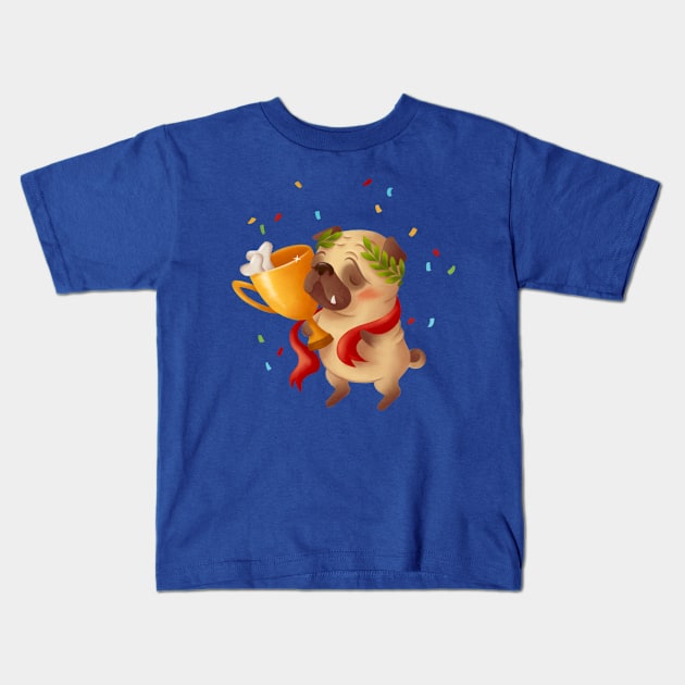 Pug Kids T-Shirt by Tanja Tiuh